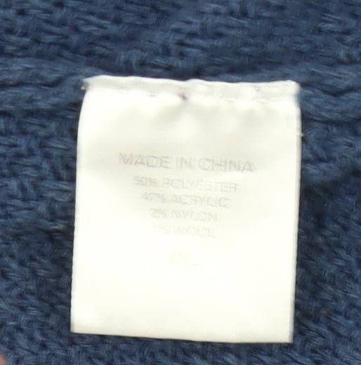 Oak Valley Men’s Blue 2XL Cable Knit Crew Neck Jumper