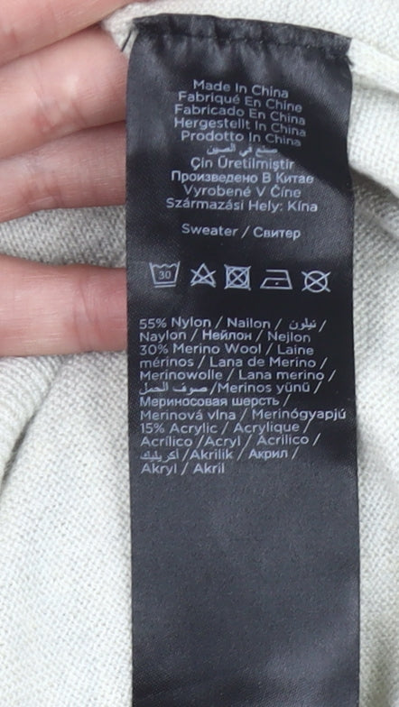 Karl Lagerfeld Mens Ivory Blue Pullover Jumper M Logo Knit