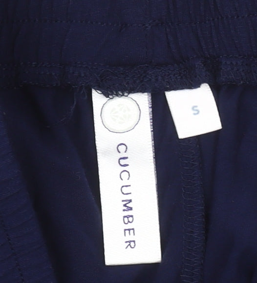 Cucumber Womens Blue Small Jogger Trousers Lightweight Elastic Waist