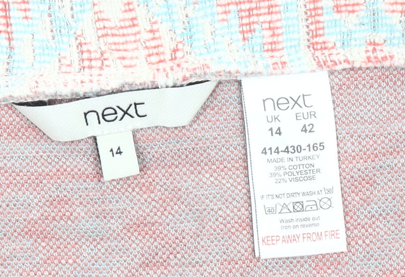 Next Womens Aztec Knit Skirt Pink Blue Beige Size 14 Casual
