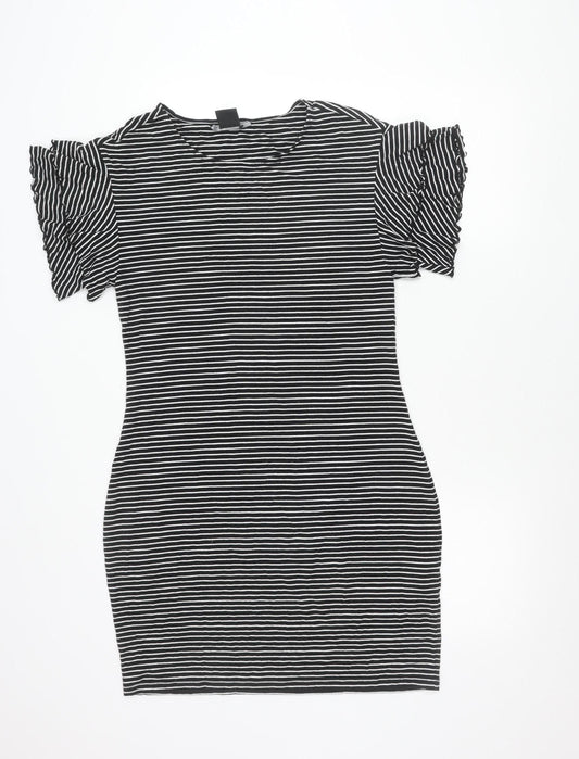 Armani Exchange Women Black Stripe Bodycon Dress Size 14