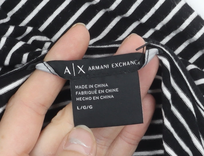 Armani Exchange Women Black Stripe Bodycon Dress Size 14