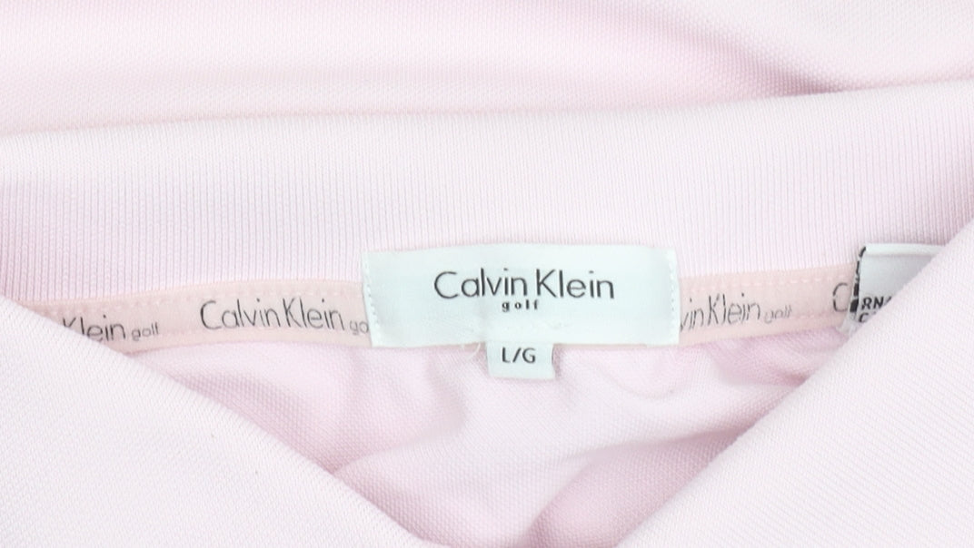 Calvin Klein Men’s Pink Polo Shirt L Short Sleeve Golf Polyester