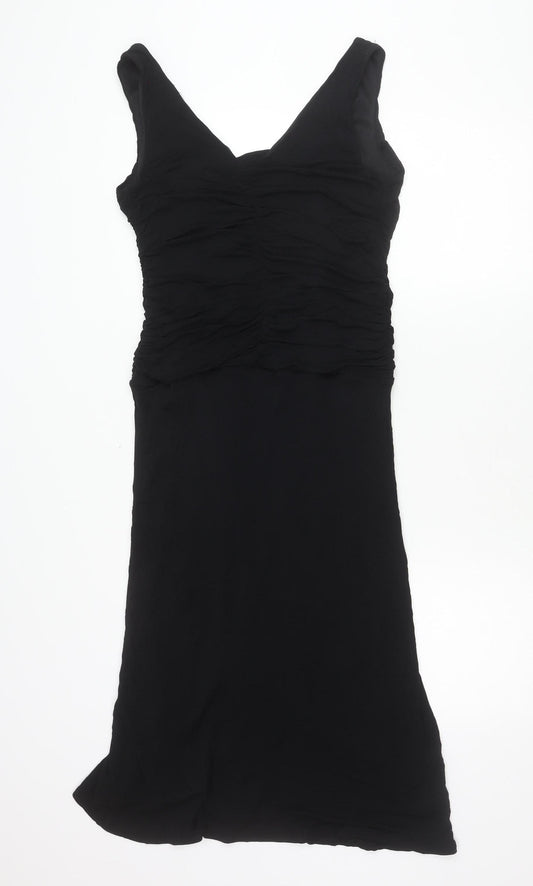 Coast Womens Black Size 16 Formal Sheath Ruched Long Dress
