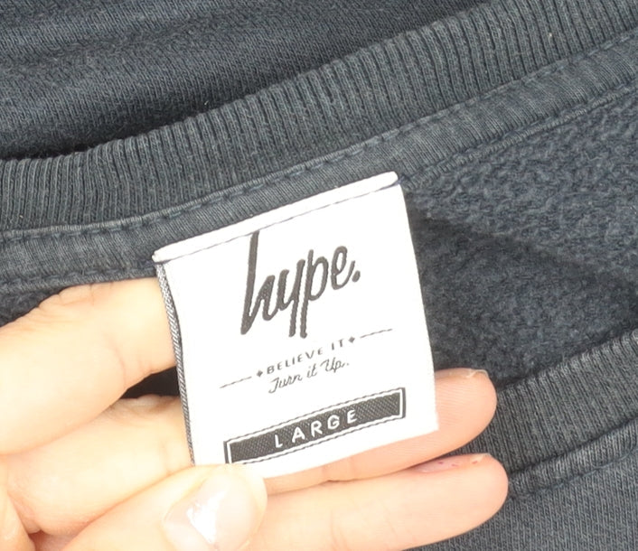 Hype Womens Black Floral Logo Pullover Sweatshirt Size L