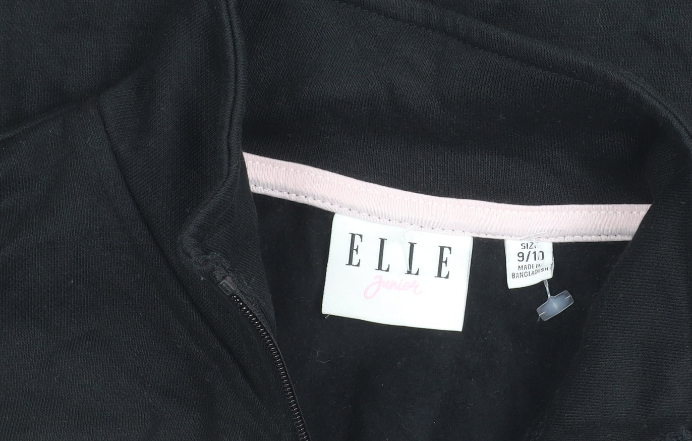 ELLE Junior Girls Black Animal Print Zip Sweatshirt 9 Years