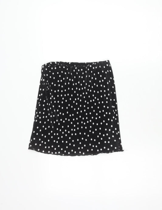 Additional front view of ASOS Women’s Black Polka Dot Pencil Skirt, size UK 8, Short Stretch