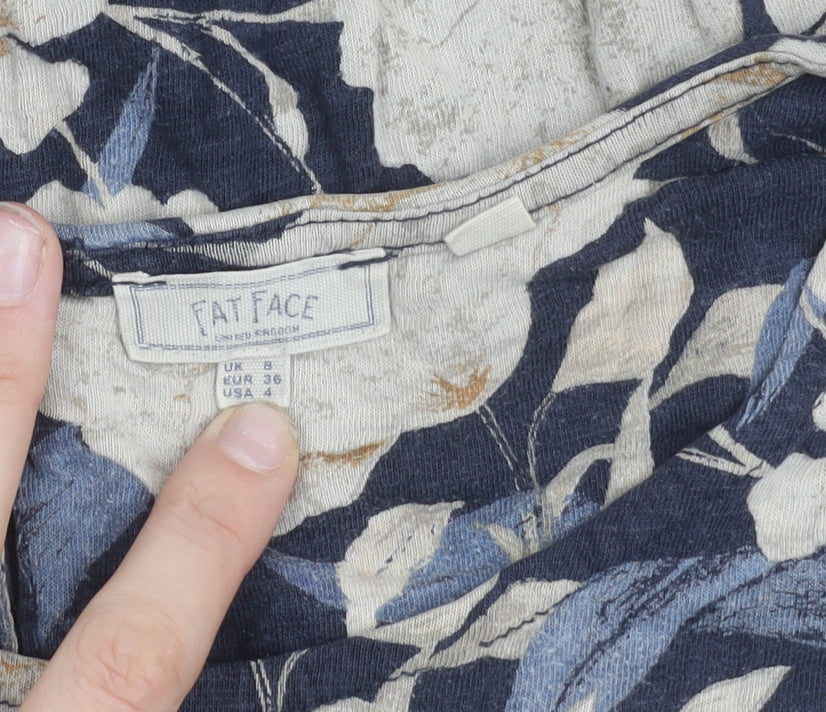 Womens UK Size 8 Fat Face Blue Tunic Blouse