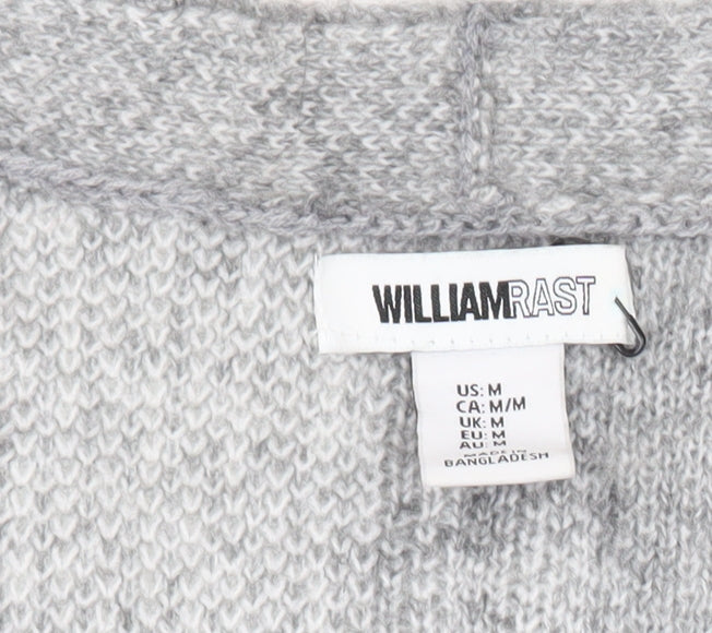 William Rast Womens Grey Checked Knit Long Sleeve Cardigan M