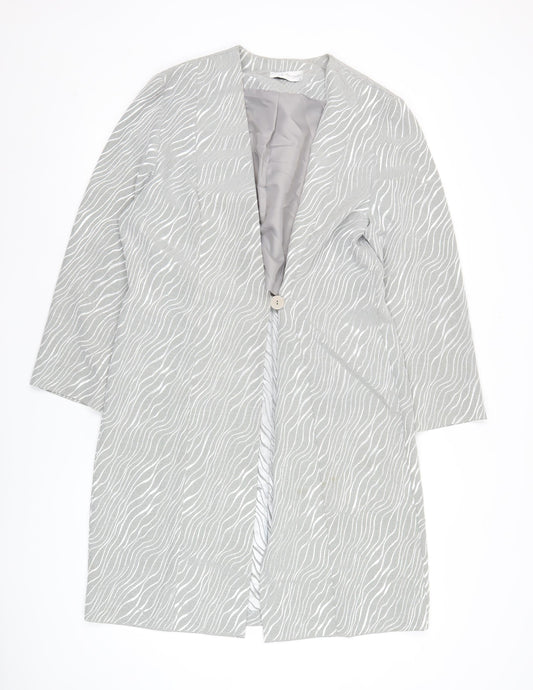 Mark Angelo Womens Grey Animal Print Long Coat Size 16 Polyester