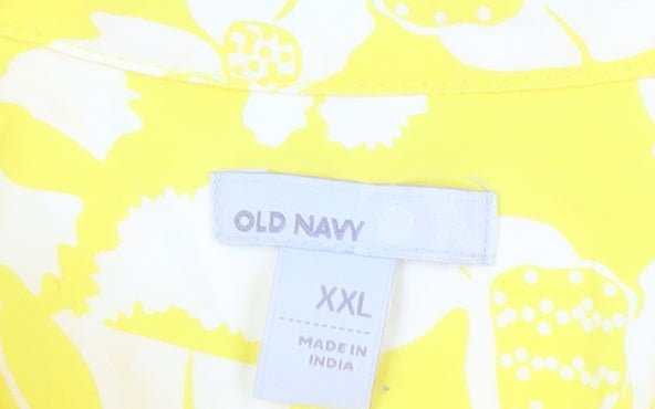 Old Navy Women’s Yellow Floral Cotton Button-Up Shirt 2XL
