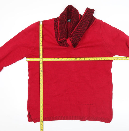 ME Womens Red Cowl Neck Knit Pullover Jumper Size M