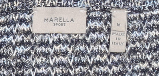 Marella Sport Women’s Blue Knit Cardigan M Crew Neck Long Sleeve