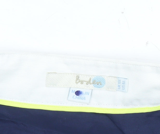 Boden Women’s Blue Cotton Embroidered Polka Dot Pencil Skirt Size 10