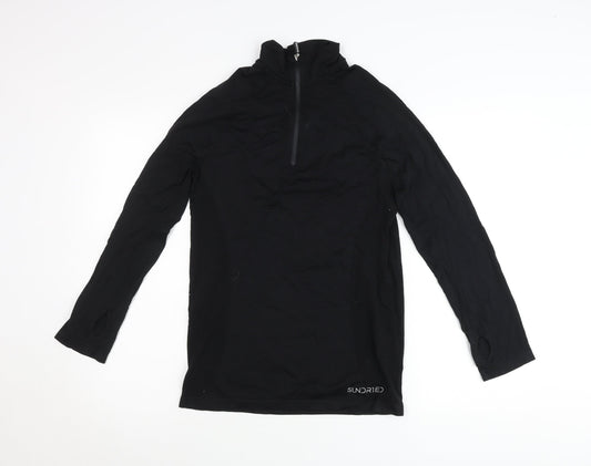 Sundried Men’s Black Pullover Jumper L Athletic Mock Neck 1/4 Zip Sports Top