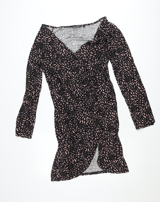 Dorothy Perkins Womens Black Animal Print Bodycon Dress Size 20