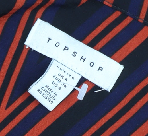 Topshop Women’s Petite Multicoloured Geometric Shirt Dress UK 8