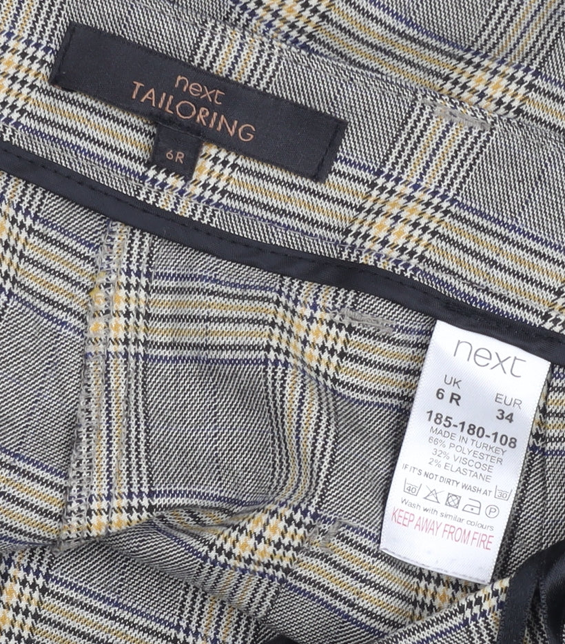 Next Women Grey Plaid Slim Fit Chino Trousers Size 6R