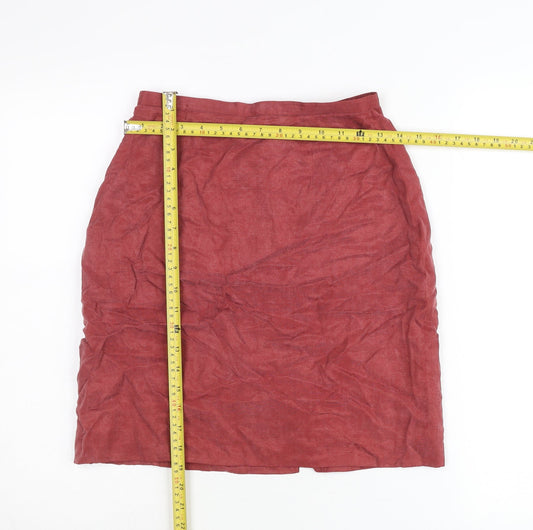 Monsoon Womens Red Size 10 Pencil Skirt Linen Blend Workwear