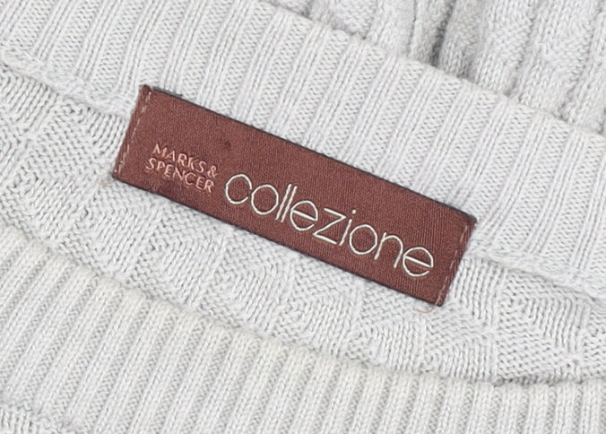 Marks and Spencer Men’s Grey 2XL Crew Neck Cable Knit Pullover Jumper