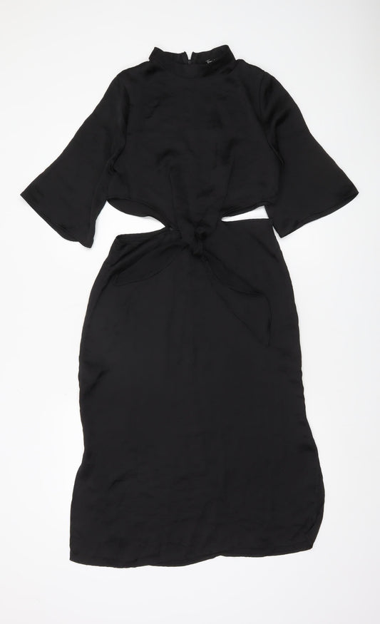 Boohoo Women’s Black Size 8 Midi Sheath Cut Out Party Dress