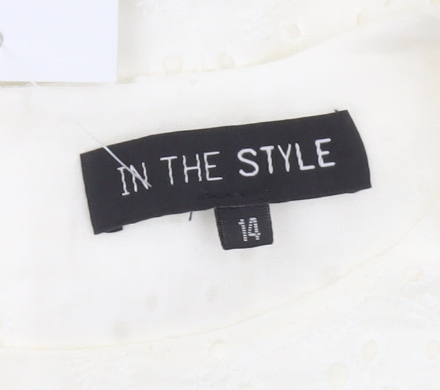 In The Style Womens White Cotton A-Line Dress Size 14