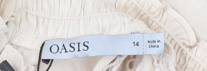 Oasis Womens Beige High Neck Sleeveless Blouse UK 14