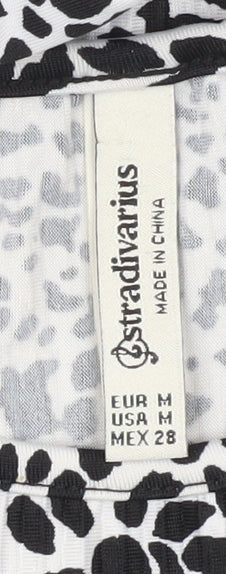 Stradivarius Women’s Black Animal Print A-Line Dress Size 10