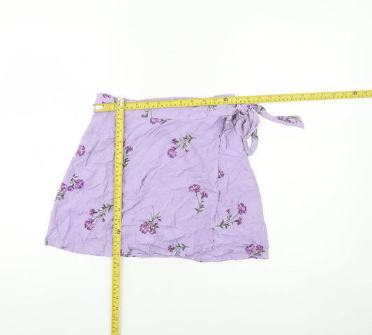 BP. Women’s Purple Floral Wrap Short Skirt XS Viscose Summer