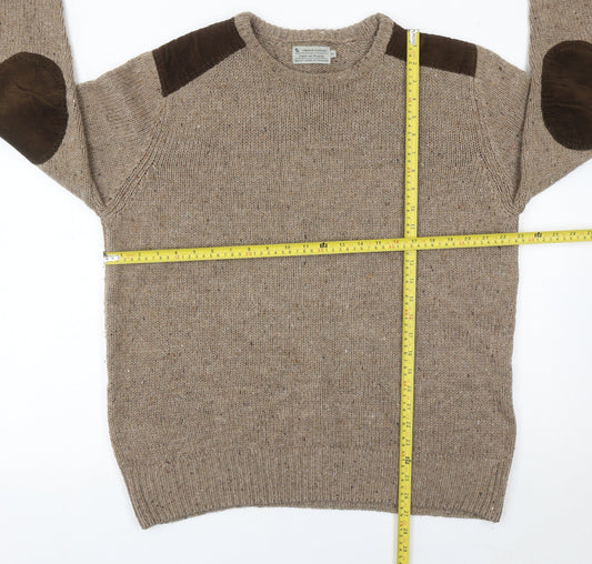 Tu Men’s Beige Wool Blend XL Crew Neck Pullover Jumper