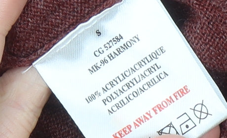 Brave Soul Men's Red Cardigan Jumper Size S V-Neck Knitwear