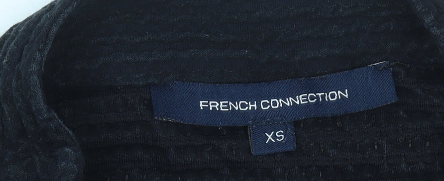 French Connection Women Black XS Mock Neck 3/4 Sleeve Blouse