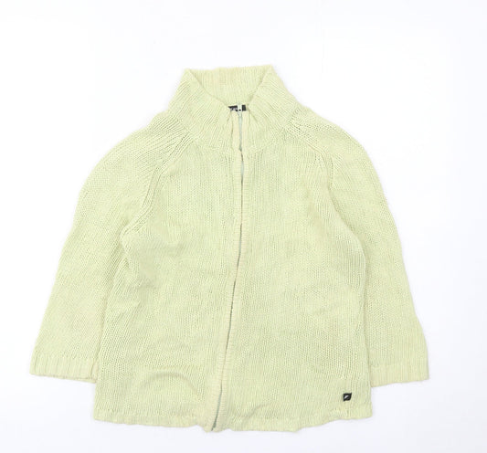 DKNY Jeans Womens Green Small Full Zip Knit Jumper Linen Cotton