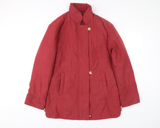Damart Womens Red Coat Size 14 Mid-Length Lined Overcoat