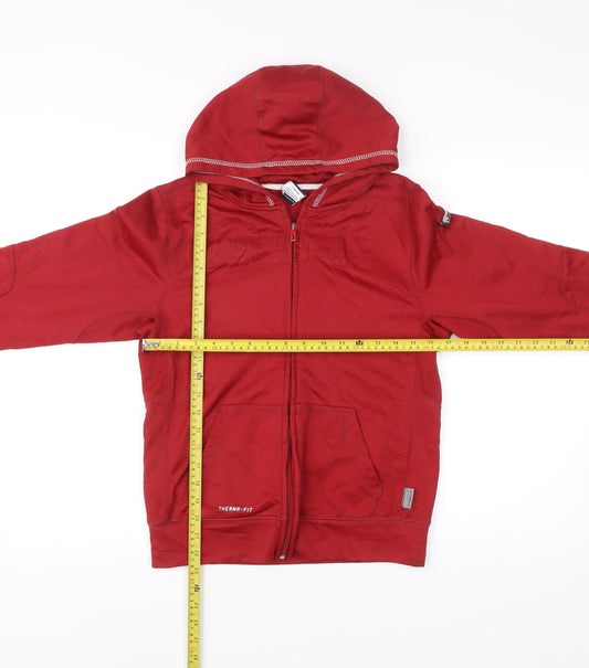 Nike Teens Red Therma-Fit Full Zip Hooded Sports Jacket Size 16