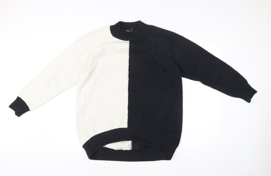 Next Women’s Black White Pullover Jumper M Mock Neck Knit