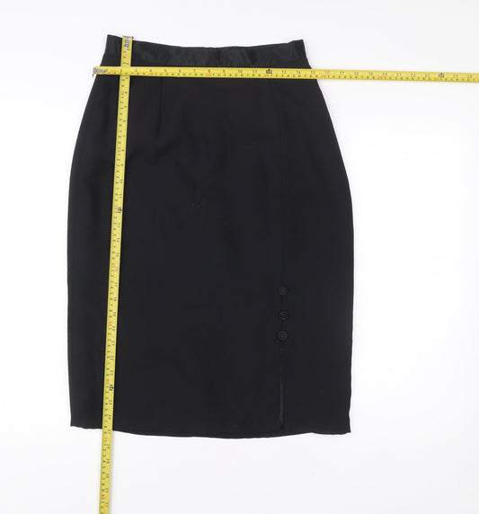 Berkertex Women Black Size 12 Pencil Skirt Lined Workwear Business