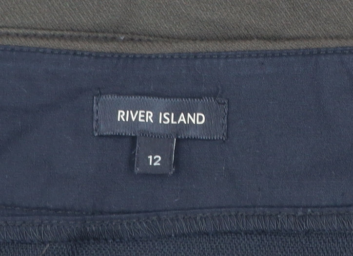 River Island Women’s Green Short Pencil Skirt Size 12 High Rise Zip