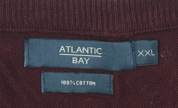 Atlantic Bay Men's Red 2XL Cotton V-Neck Sleeveless Vest Jumper