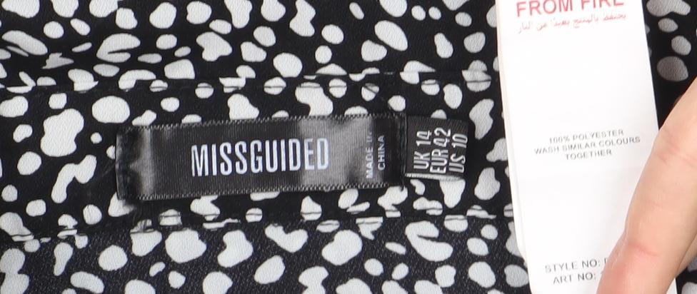 Missguided Women’s Black Animal Print Shirt Dress Size 14