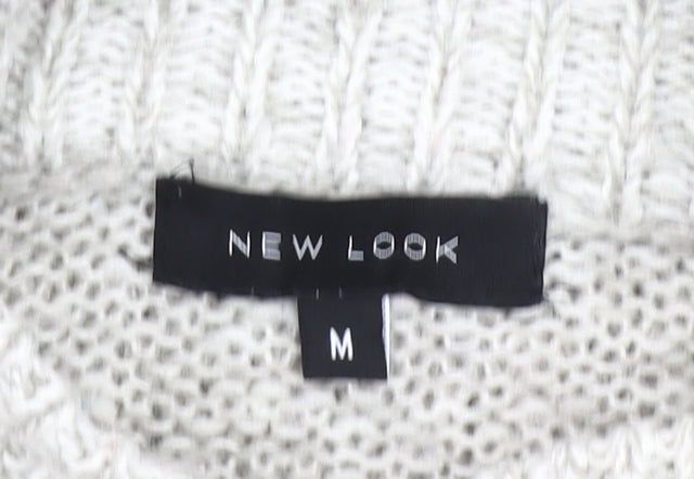 New Look Women Grey Roll Neck Chunky Knit Pullover Jumper M