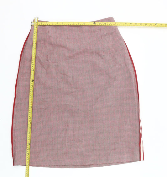 Carolyn Donnelly Women Red Check Pencil Skirt UK 16 Workwear