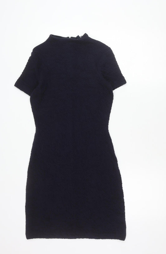 Additional front view of French Connection Women Black Sheath Dress, size 2, Short Sleeve