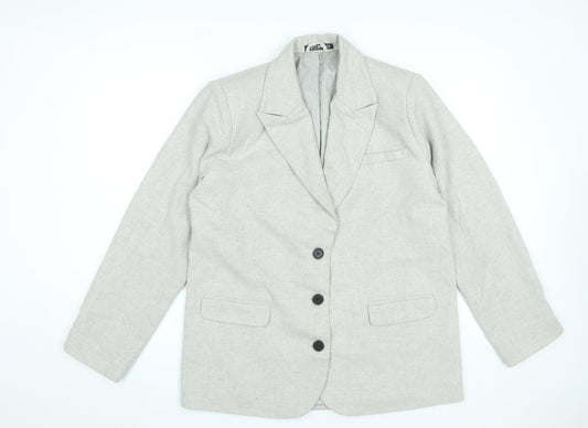 Nasty Gal Women Beige Wool Blend Blazer Jacket UK 10 Business Formal