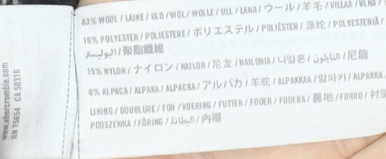 Abercrombie & Fitch Womens Grey Wool Blend Herringbone Overcoat Size 12