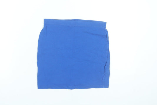 Additional front view of ASOS Women’s Blue Cotton Stretch Pencil Skirt, size UK 8