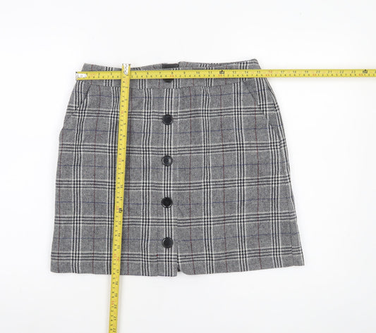 Marks and Spencer Womens Grey Check Tweed Skirt Size 10 Workwear