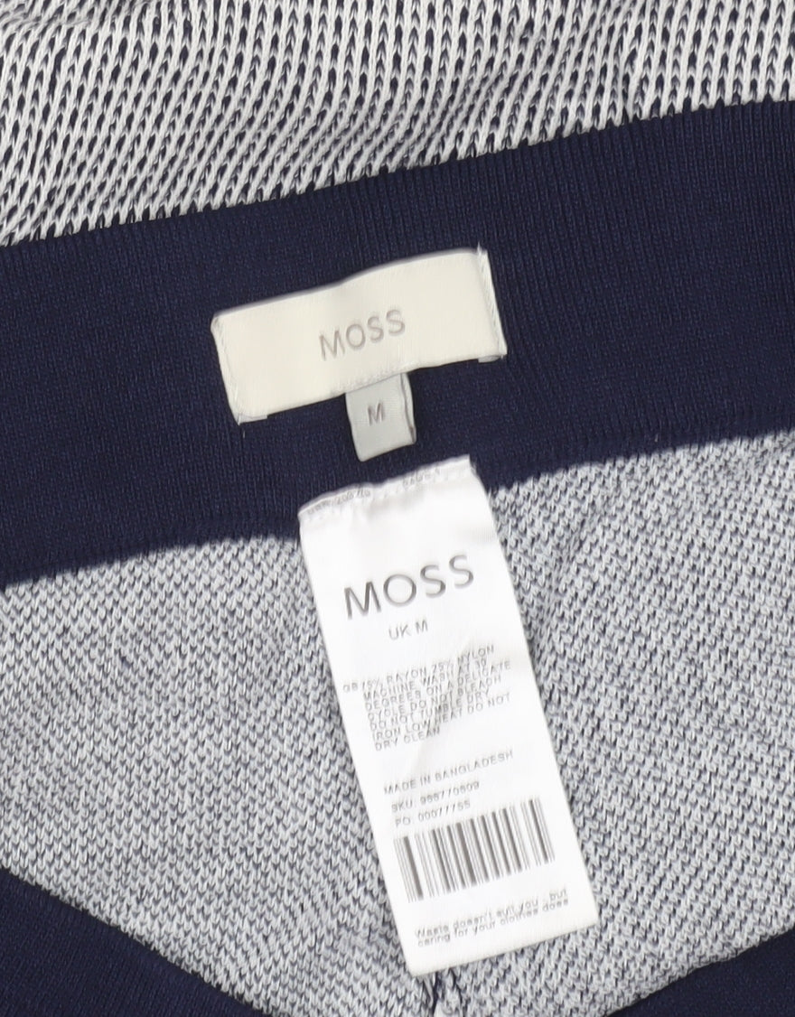 Moss Women Blue Knit Sweat Shorts Size M Casual Drawstring Summer