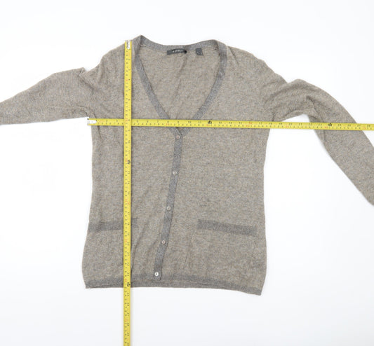 Esprit Women Grey Cardigan S V-Neck Wool Cashmere Blend