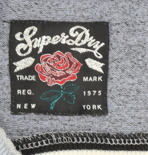 Superdry Women Blue Pullover Sweatshirt Size 12 Logo Crew Neck